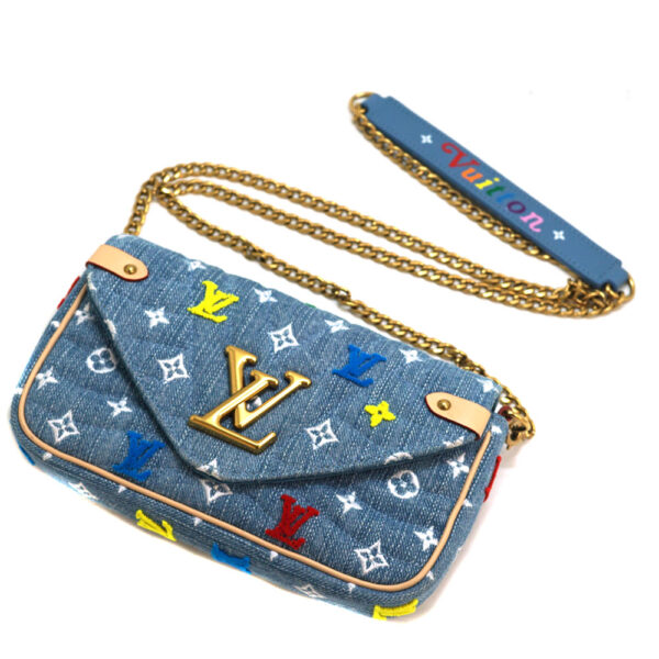 3156 1 Louis Vuitton Wave Pochette Chain Denim Multicolor