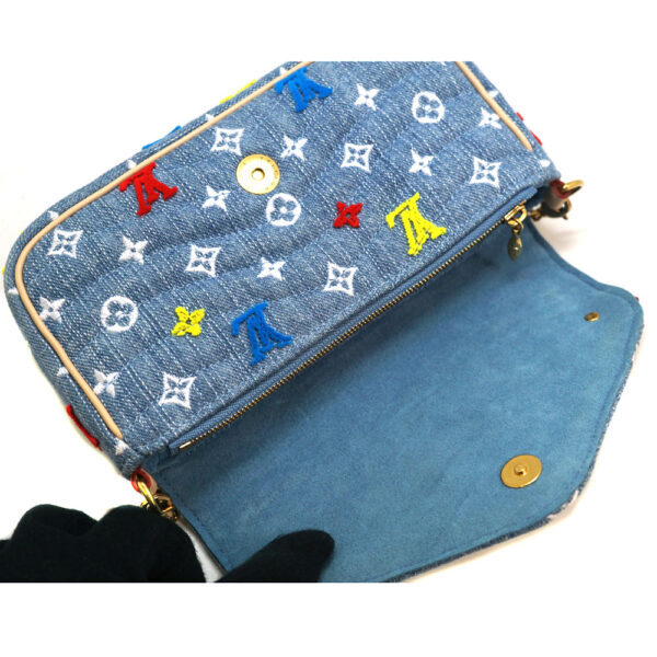 3156 10 Louis Vuitton Wave Pochette Chain Denim Multicolor