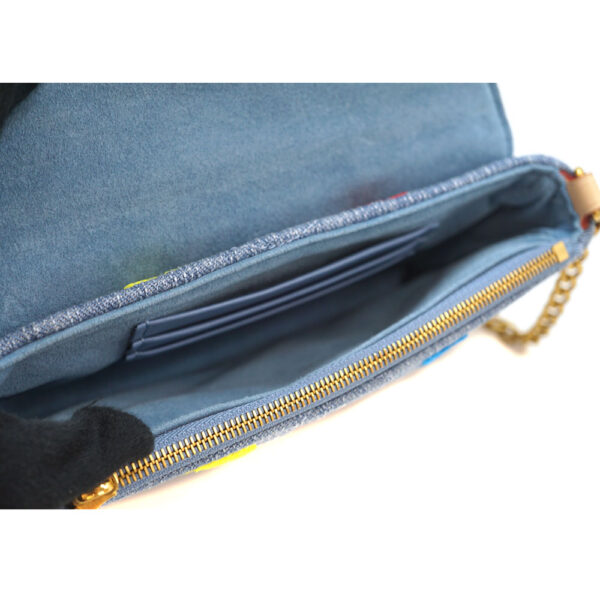 3156 11 Louis Vuitton Wave Pochette Chain Denim Multicolor