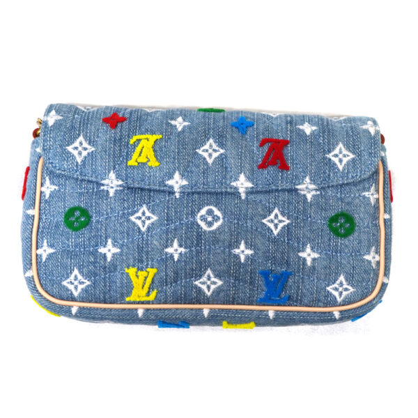 3156 2 Louis Vuitton Wave Pochette Chain Denim Multicolor