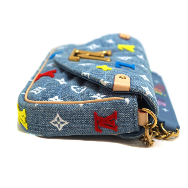 3156 3 Louis Vuitton Wave Pochette Chain Denim Multicolor