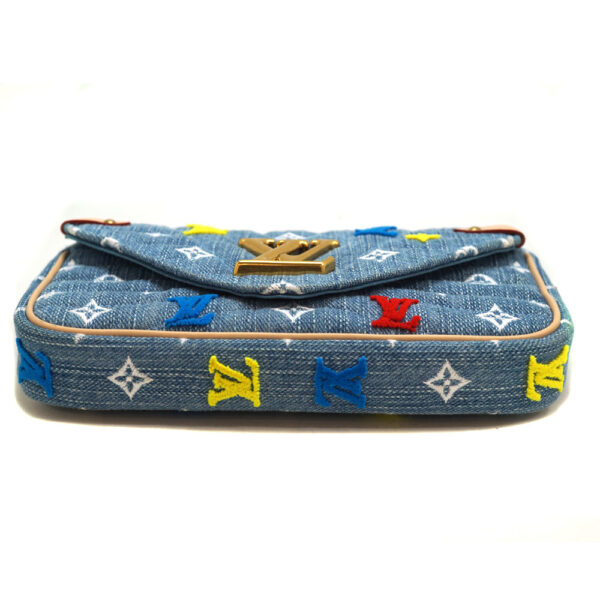 3156 4 Louis Vuitton Wave Pochette Chain Denim Multicolor