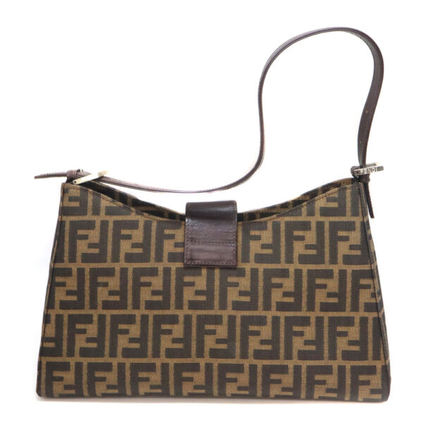 327 2 Fendi Shoulder Bag Canvas Leather Brown