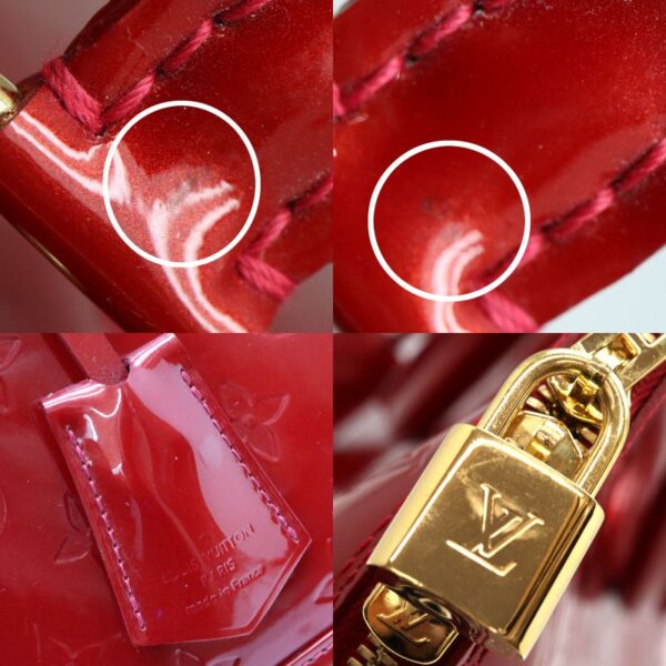 3328 12 Louis Vuitton Alma GM Handbag Monogram Vernis Patent Leather Pomme dAmour Red