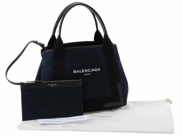 339933 k9h1n 4065 3 Balenciaga Blue Cabas S Canvas Tote Bag Blue Marine