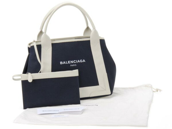 339933 k9h1n 4092 3 Balenciaga Blue Cabas S Canvas Tote Bag Blue