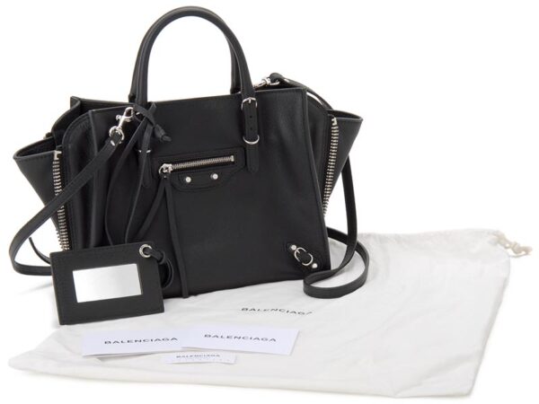 357333 dlq0n 1000 3 Balenciaga Papier Mini Shoulder Bag Black