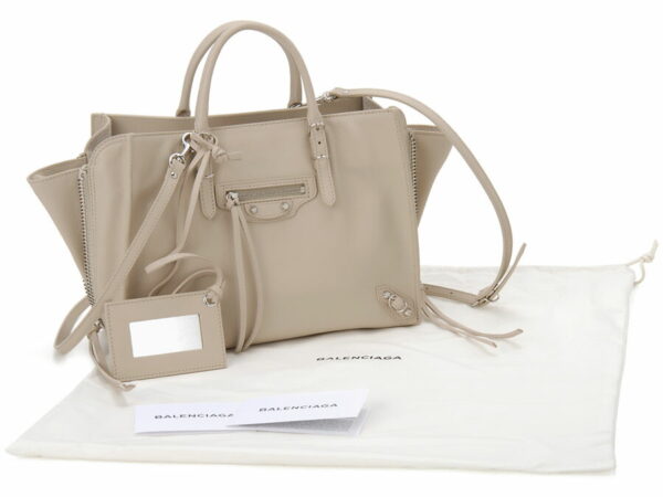 370926 dlq0n 2730 3 Balenciaga Paper AJ Shoulder Bag Beige