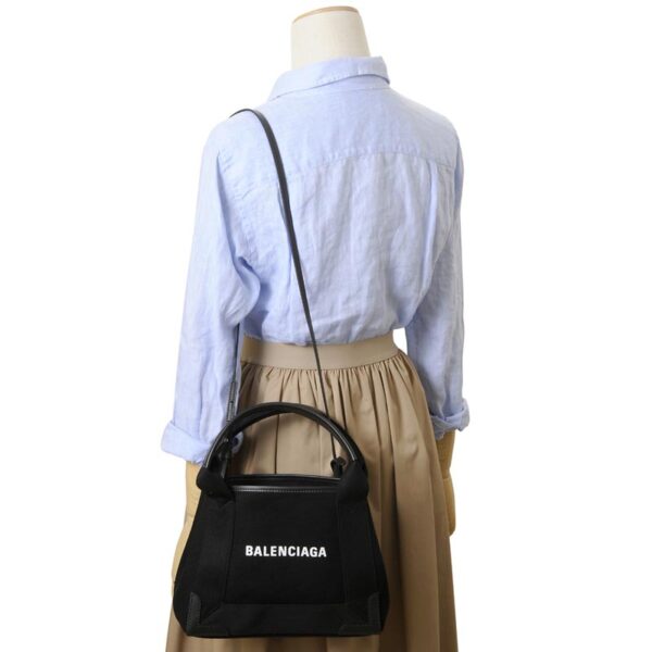 390346 aq38n 1000 4 Balenciaga Blue Cabas XS AJ Canvas Tote Bag Black