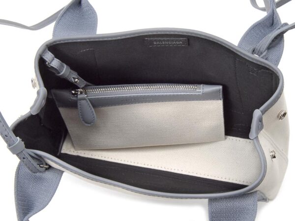 390346 aq38n 1381 2 Balenciaga Blue Cabas XS AJ Canvas Tote Bag Gray