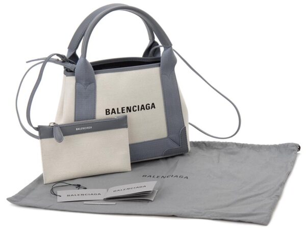 390346 aq38n 1381 3 Balenciaga Blue Cabas XS AJ Canvas Tote Bag Gray