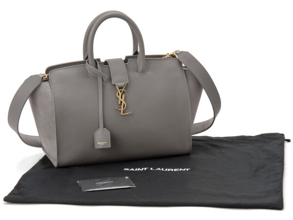 436832 bj5xw 1202 3 Saint Laurent Tote Bag Fog Gray