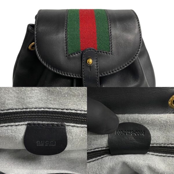 445j369150 4 Gucci Sherry Line Bamboo Drawstring Leather Rucksack Backpack Black