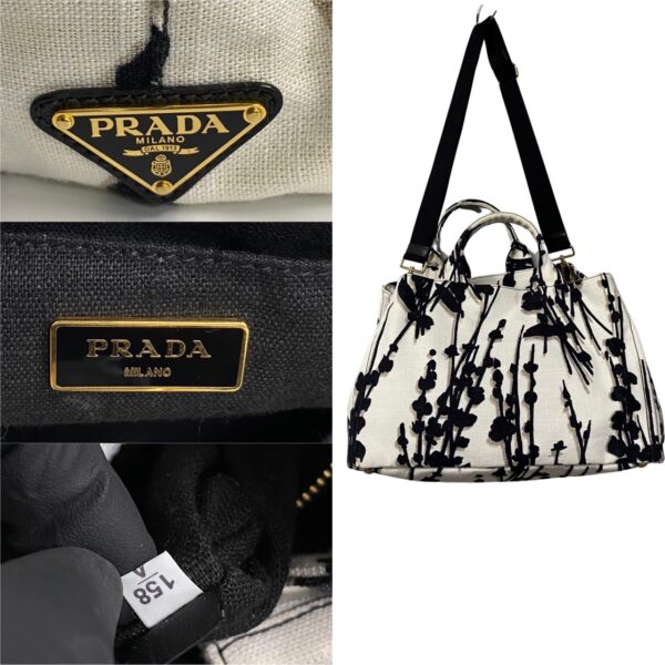 450j240716481 4 Prada Triangle Fittings Canvas 2WAY Tote Bag