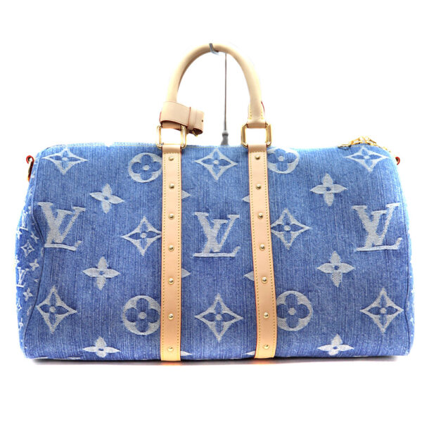 4521 2 Louis Vuitton Keepall Bandouliere 45 Bag Monogram Denim Blue