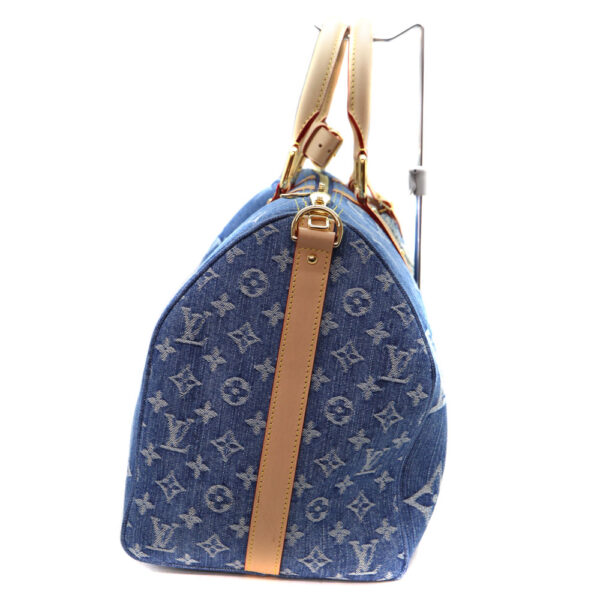 4521 4 Louis Vuitton Keepall Bandouliere 45 Bag Monogram Denim Blue