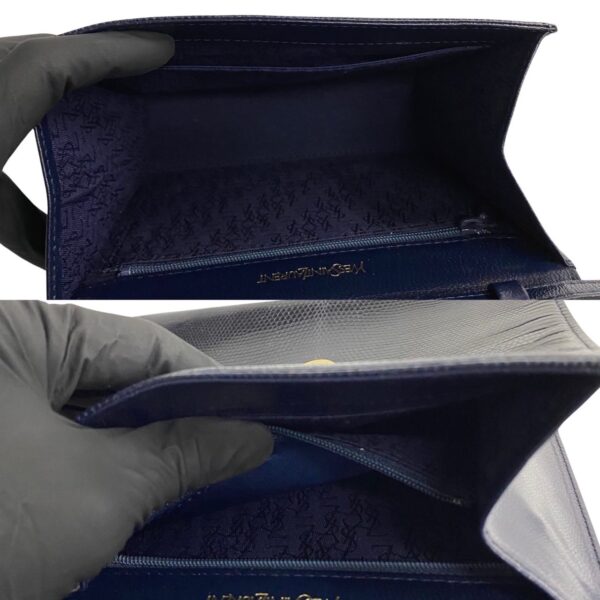 452k569550 10 Yves Saint Laurent YSL Lizard Pochette Sacoche Navy Blue