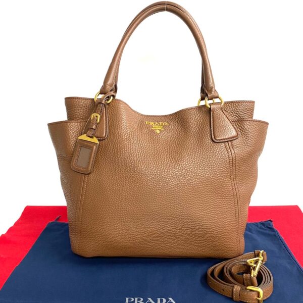 457k774176 1 Prada Fittings Leather 2WAY Mini Tote Bag Brown