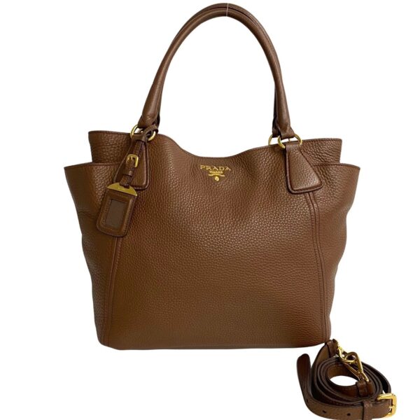 457k774176 4 Prada Fittings Leather 2WAY Mini Tote Bag Brown