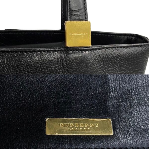 460k888071 3 Burberry Nova Check Fittings Leather Mini Tote Bag Black