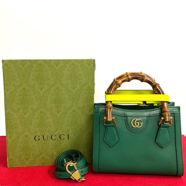 469k1026038 1 Gucci Diana Mini Tote Bamboo 2way Mini Shoulder Bag Green