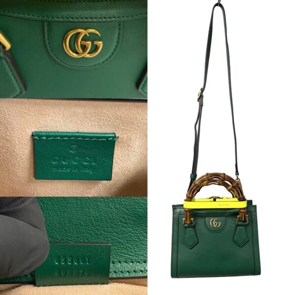 469k1026038 5 Gucci Diana Mini Tote Bamboo 2way Mini Shoulder Bag Green