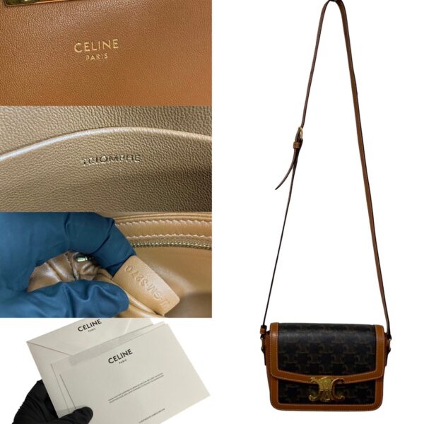 470k1259269 4 Celine Teen Triomphe Leather Mini Shoulder Bag Pochette Brown