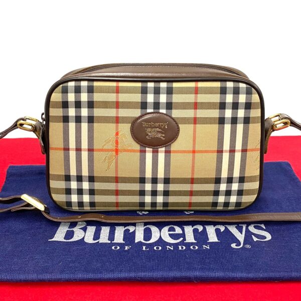 473k241841451 1 Burberry Nova Check Shadow Horse Leather Canvas Shoulder Bag Brown