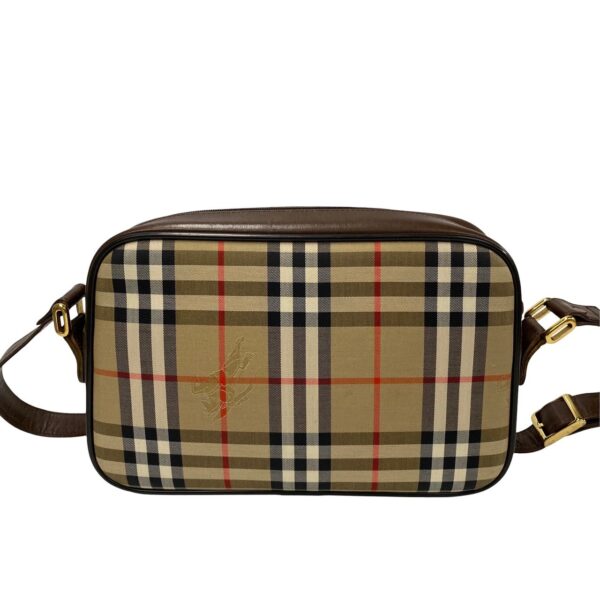 473k241841451 5 Burberry Nova Check Shadow Horse Leather Canvas Shoulder Bag Brown