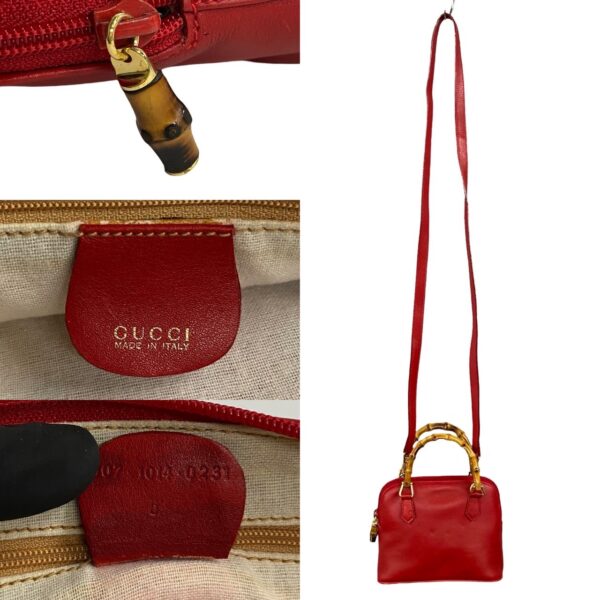 485l242487688 5 Gucci Bamboo Gucci Leather 2way Handbag Mini Shoulder Bag Pochette Red