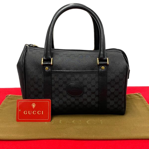 488l241402806 1 Gucci Micro GG All over Pattern Leather Handbag Mini Bag Black