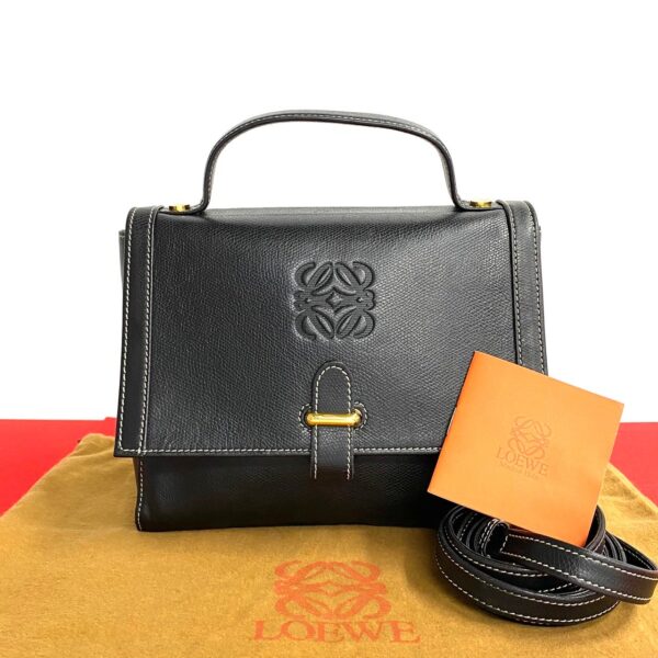 490l242985140 1 Loewe Anagram Fittings Leather 2way Mini Shoulder Handbag Black