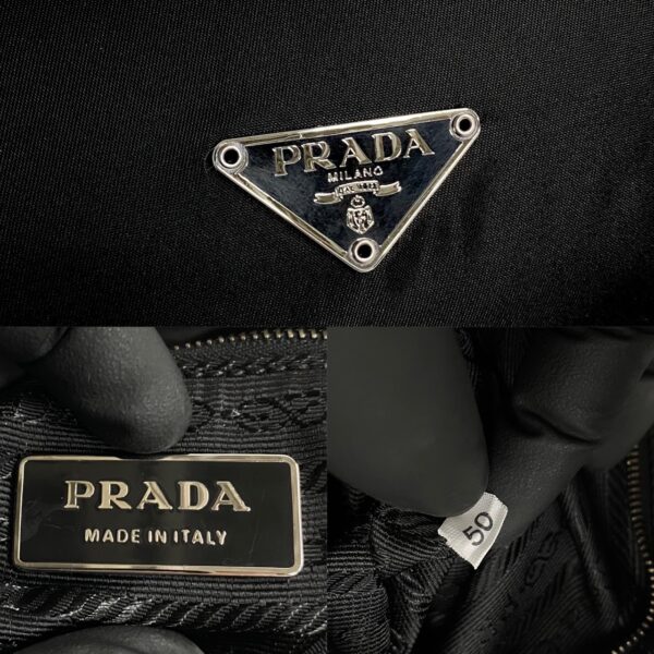 492a242907447 4 Prada Triangle Leather Nylon Shoulder Bag Black