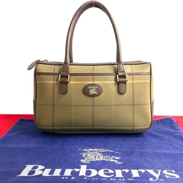 493a243232025 1 Burberrys Nova Check Canvas Leather Mini Bag Brown