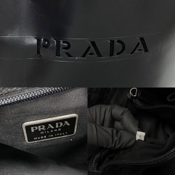 494a2052975 4 Prada Perforated Calf Leather Nylon Mini Tote Bag Black