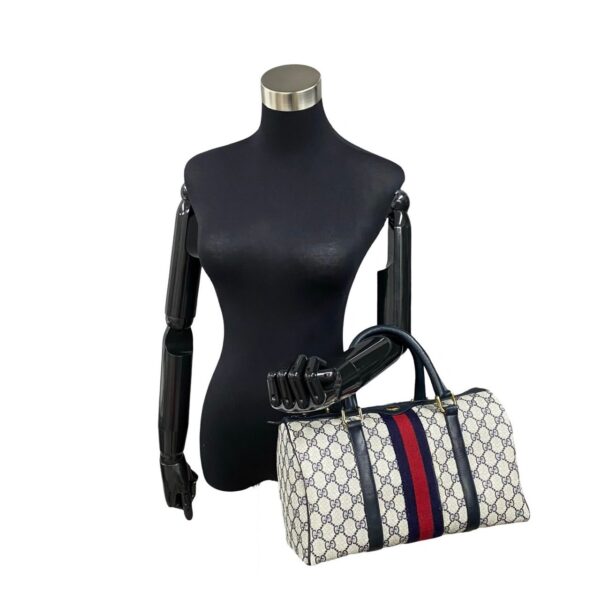 494a2070207 3 Gucci Sherry Line GG Leather Bag Handbag Navy