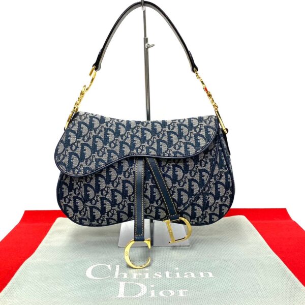 494a242373166 1 Christian Dior Saddle Bag Trotter Mini Handbag Navy Blue