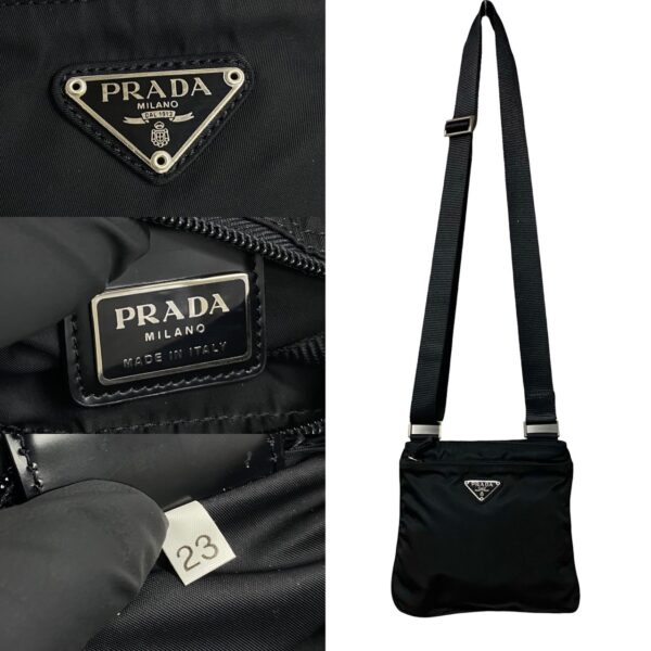 495a243032074 4 Prada Triangle Fittings Nylon Mini Shoulder Bag Pochette Sacoche Black