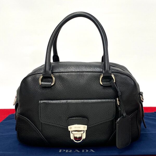 495a243302588 1 Prada Fittings Leather Nylon Mini Bag Black