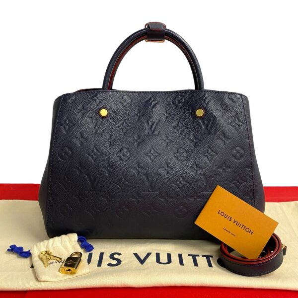 496a2092865 1 Louis Vuitton Montaigne BB 2WAY Handbag Empreinte Leather Navy Blue