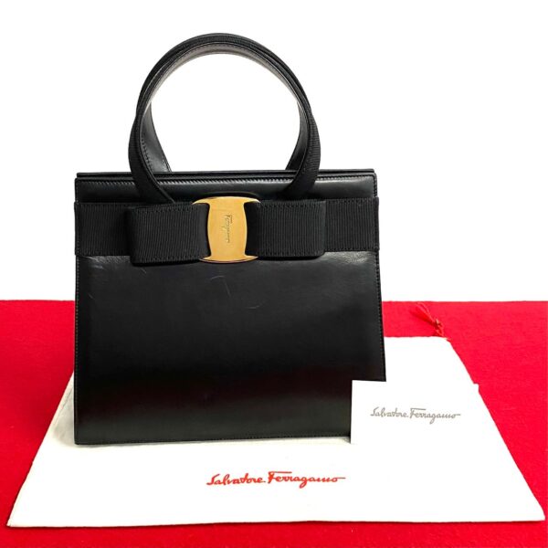 496a243356280 1 Salvatore Ferragamo Vara Leather Mini Handbag Black