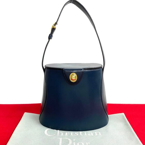 497a2197171 1 Christian Dior CD Leather Vanity Shoulder Bag Navy