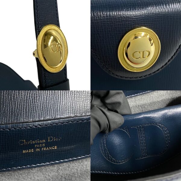 497a2197171 4 Christian Dior CD Leather Vanity Shoulder Bag Navy