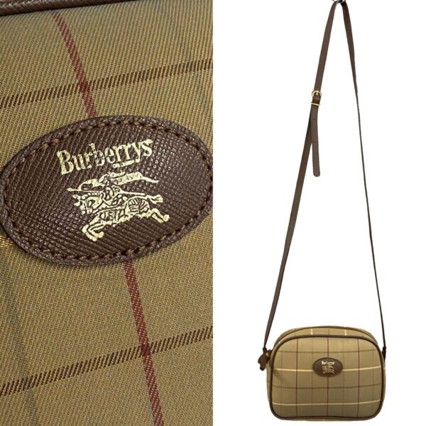 497a243283525 4 Burberry Nova Leather Canvas Mini Pochette Brown Khaki