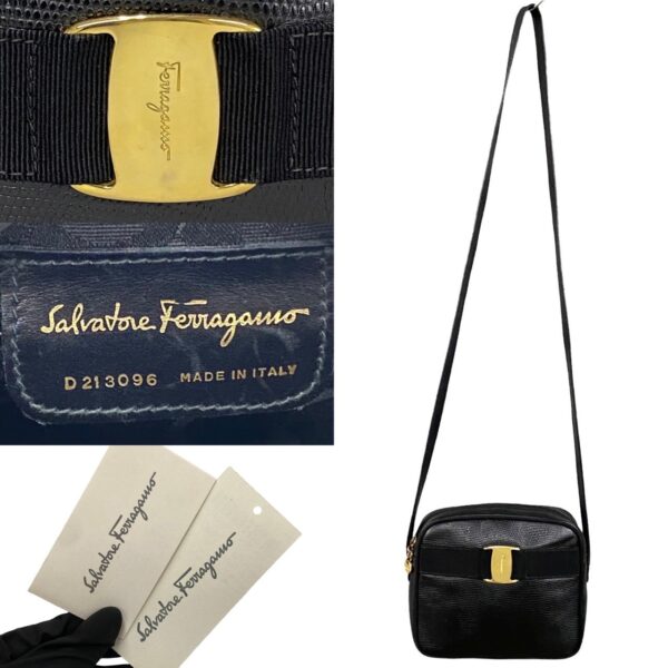 497a243315214 4 Salvatore Ferragamo Gancini Leather Shoulder Bag Pochette Black