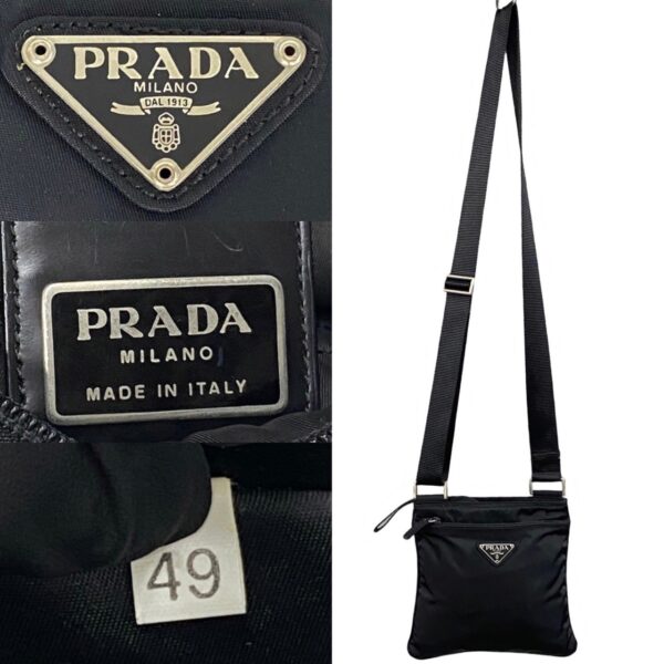 497a243331529 4 Prada Triangle Fittings Nylon Mini Shoulder Bag Pochette Sacoche Black