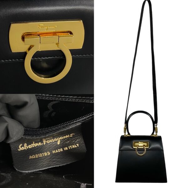 497a243372030 4 Salvatore Ferragamo Gancini Leather Shoulder Bag Black