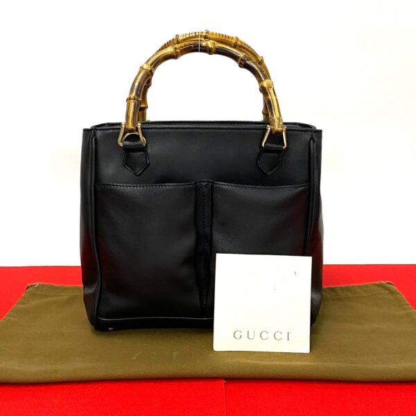 500a2304128 1 Gucci Bamboo Leather Mini Tote Bag Black