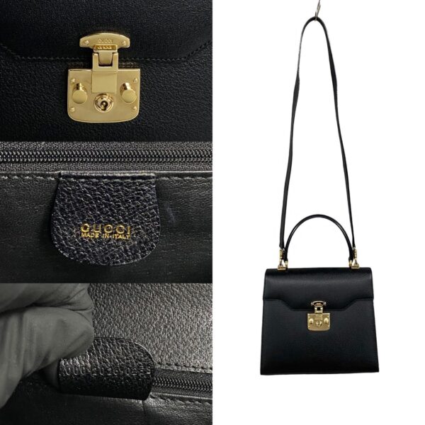 500a243000675 5 Gucci Ladylock Leather 2way Handbag Shoulder Bag Black