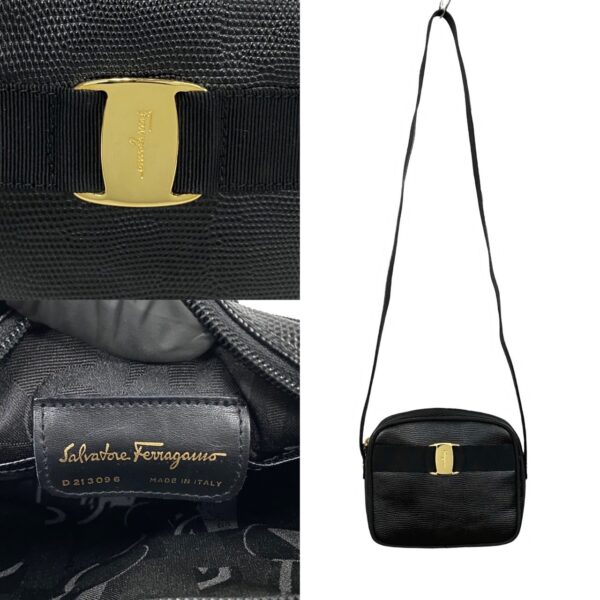 500a243361089 4 Salvatore Ferragamo Vara Leather Shoulder Bag Pochette Black